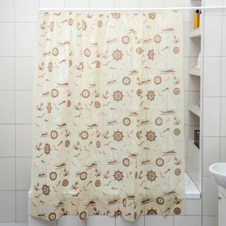 The bathroom curtain "Ships", 180 × 180 cm, polyethylene, color ocher