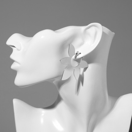 Earrings Metal "Leaves" ethnos, color silver-2