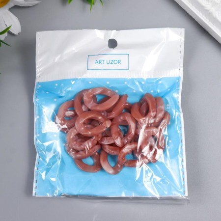 Decor for creativity plastic "Ring for the chain" marble pink set 25 pcs 2.3x1.65 cm-3