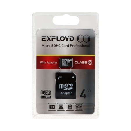 Memory map Exployd Microsd, 4 GB, SDHC, class 10, with adapter SD-1