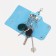 Key of buttons, length 11 cm, 7 carabiners, blue color