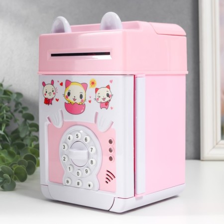 Piggy bank plastic d/coins and bills "safe with ears" code castle, sound 3AA mix 20x12.2x13 cm-2