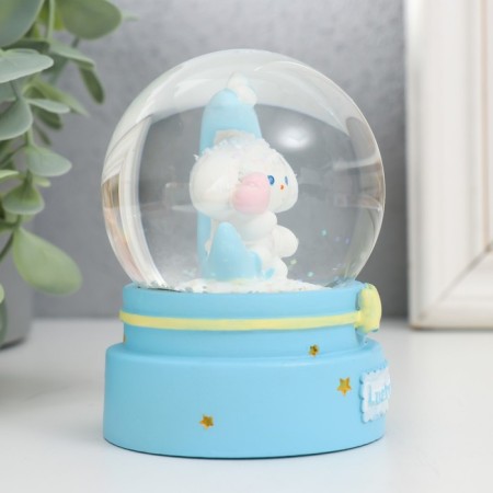 Souvenir Polystone Water Ball Light "Bunny on the crescent" mix 6x6x8.5 cm-4