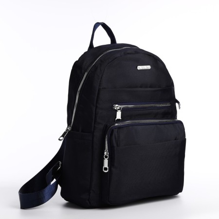 A backpack with a zipper, 5 outer pockets, pencil case, blue color-3