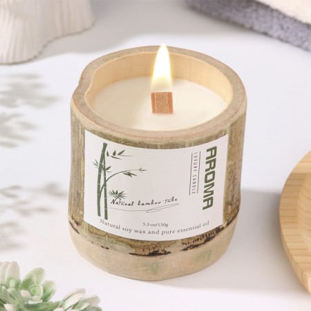 Aromatic candle in the bamboo "Eben tree", soy wax, 25 hours, 150 gr, 8.5x8 cm