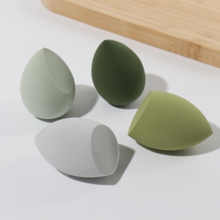 Makeup sponge, set - 4 pcs, increase when getting wet, green color-7