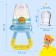 Set: Nibbler for feeding with silicone mesh + silicone toothbrush on a finger in a container + silicone rejector "Bear Prince"