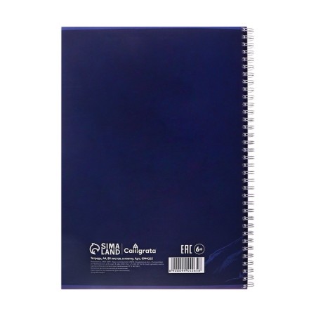 Notebook on the crest, Calligrata “Mountains”, A4, on the crest, 80 sheets, in the cage, the cover coated cardboard, glossy lamination, offset block, blue-3