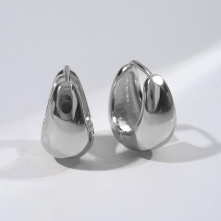 Earrings Metal "Ether" semicircle, color silver-1