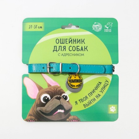 Dog collar "Champion" with an addressee, Osh 27-34 cm