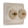 Schetode socket Sche PC16-008K, double, with salary, with protective curtains, cream color