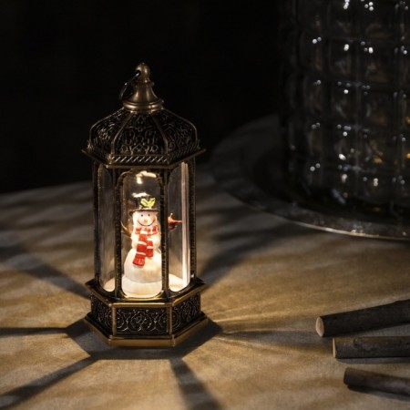 LED figure "Snowman in the rotunda" 6.3 × 14 × 6.3 cm, plastic, batteries AG13x3, glow warm white
