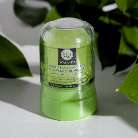 Crystalline deodorant u & i with green tea and aloe vera, 45 g