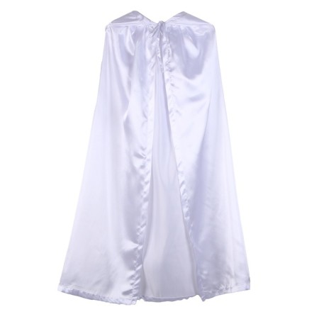 Carnival cloak, satin, white color, length 100 cm
