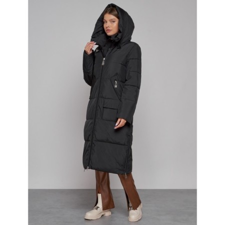 Coat insulated winter female, size 42, black color-5
