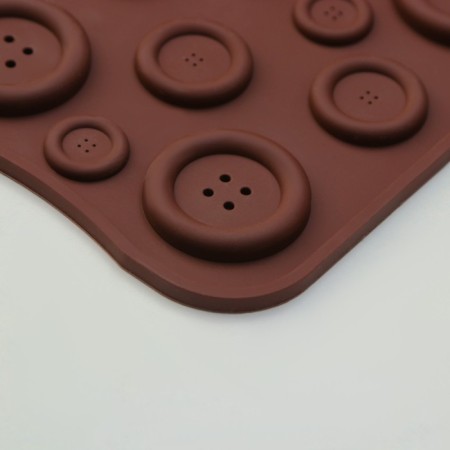 Form for jewelry of the share "buttons", silicone, 20.5 × 10 cm, 19 cells, brown color-4