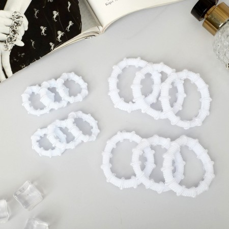 Hair elastic band "Mahrushka" (set 12 pcs) 2.5 cm and 4.5 cm, white-1