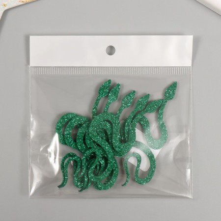 Decor "Green Snake" Foam Glitter, 7 cm (set 6 pcs)-5