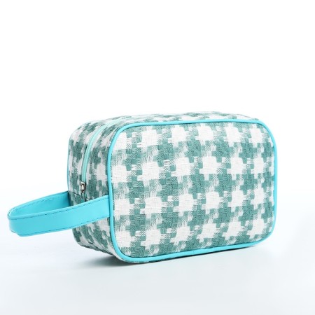 Cosmetic bag with lightning, white/green color