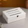 Gift box 30 × 20 × 10 cm wooden with a folding lid, with a lock, pen, white