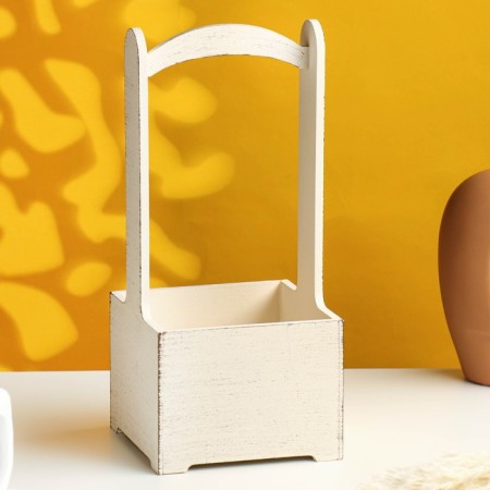 Kashpo - wooden box "Provence" 13.5x13.5x30 cm beige