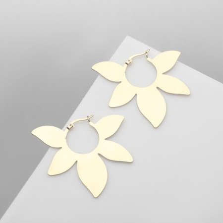 Earrings Metal "Leaves" ethnos, color gold-1