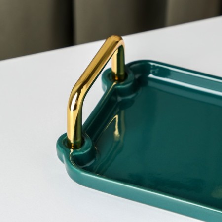 Ceramic dish for serving with handles "Emerald", 33 × 11 cm-2