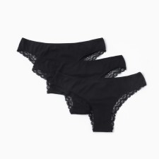 A set of female panties of Brazilian (3 pcs.), Black color, size 48 (l)
