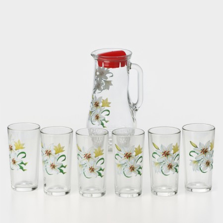Set of drinking "bouquets", glass, jug 1.7 l + 6 glasses 230 ml, mix-11
