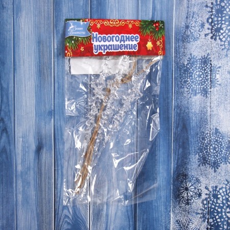 Christmas tree decoration "icicle with drops" (set of 3 pcs) 14.5x1 cm, transparent-2