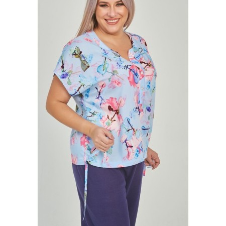 Female blouse, size 52, light blue color-5