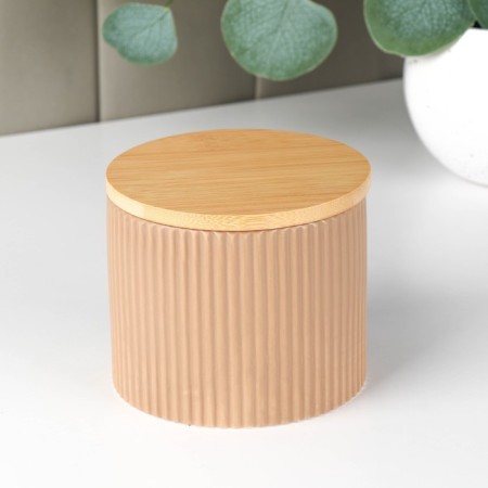 Ceramic can for bulk products “Smoke”, 12 × 10 cm, beige color