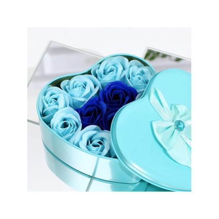 Soap roses, turquoise and blue, set of 11 pcs.-6