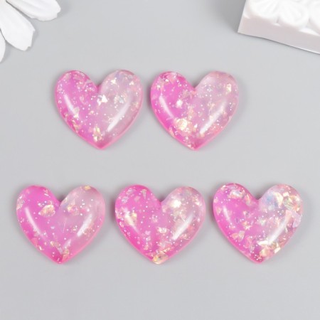 Decor for creativity Plastic "Hearts with glitter" pink 2.8x2.4 cm-2