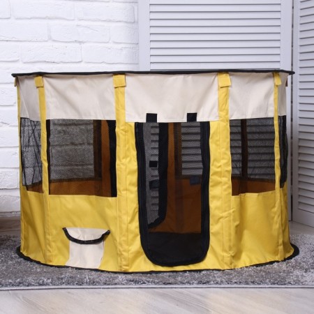Animal aviary, tent, round, 90 x 55 cm, yellow-2