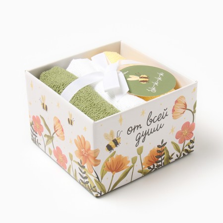 Set of terry towels "Bee" 30x30 cm - 3 pcs, cotton 340g/m2-5