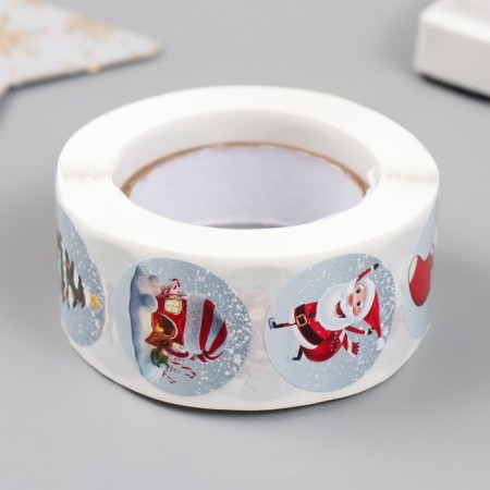 Stick Paper "New Year" d = 2.5 cm 500 pcs in a roll 3x6.5x6.5 cm-2