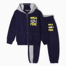 Kit for children (sweatshirt, trousers), dark blue color, height 86 cm