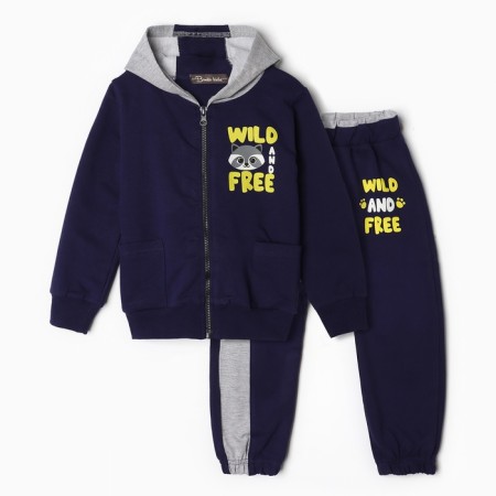 Kit for children (sweatshirt, trousers), dark blue color, height 86 cm