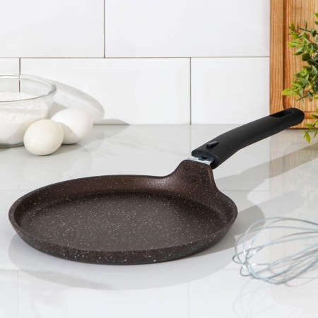 Pancake pan, d = 22 cm, plastic handle, anti -stick coating, color coffee marble-5