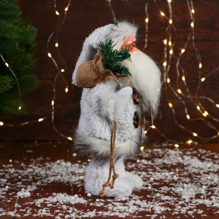 Santa Claus "with a curly beard, in a fur suit" 28 cm, white-1