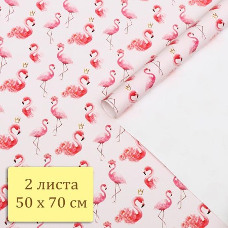 A set of paper glossy "flamingos", 2 sheets 50 × 70 cm-5