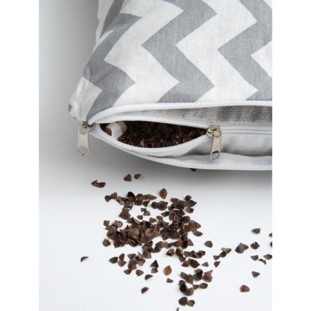 Pillow Orthopedic roller with buckwheat beam, size 20x50 cm, zigzag, color gray color-8