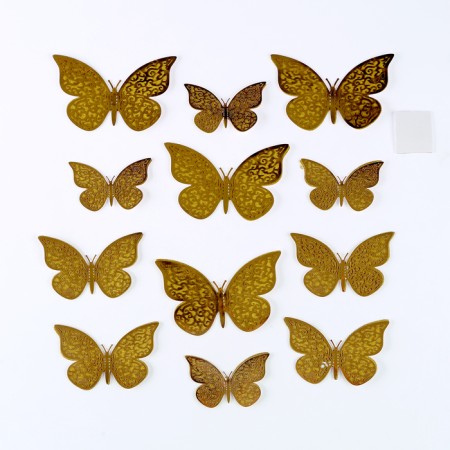 Set for decorating "butterflies" with patterns, set 12 pcs, color gold