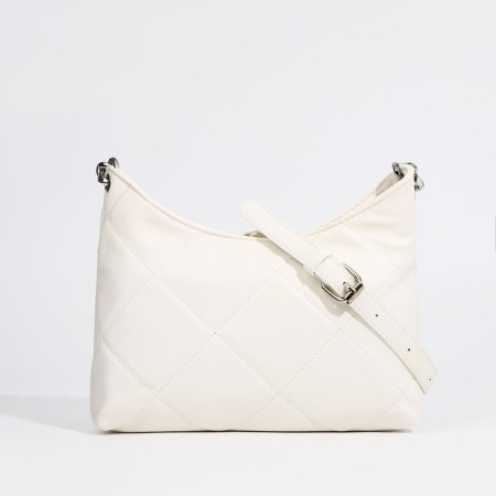 Baget bag with zipper, white color