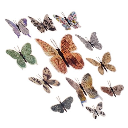 Butterflies cardboard "newspaper" set 12 pcs h = 4-10 cm on magnet-5