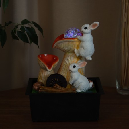 Fountain "Bunnies at the fly agaric" 20x27 cm (with backlight)-2