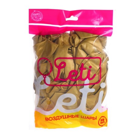 Latex ball 12 "Chrome", metal, set of 50 pcs., Golden color-3