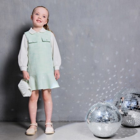 Сарафан для девочки, MINAKU :Party Dress, цвет зеленый, рост 98 см-5