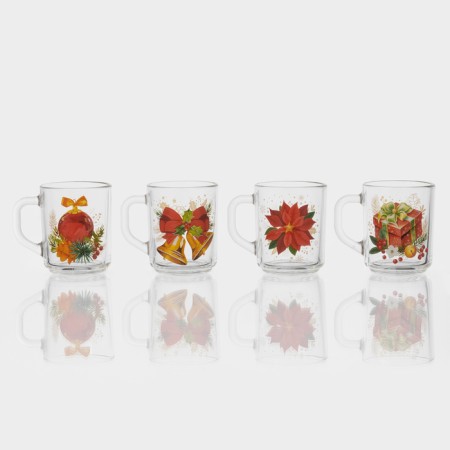 New Year's glass tea mug "New Year's Symbols", 200 ml, mix-5